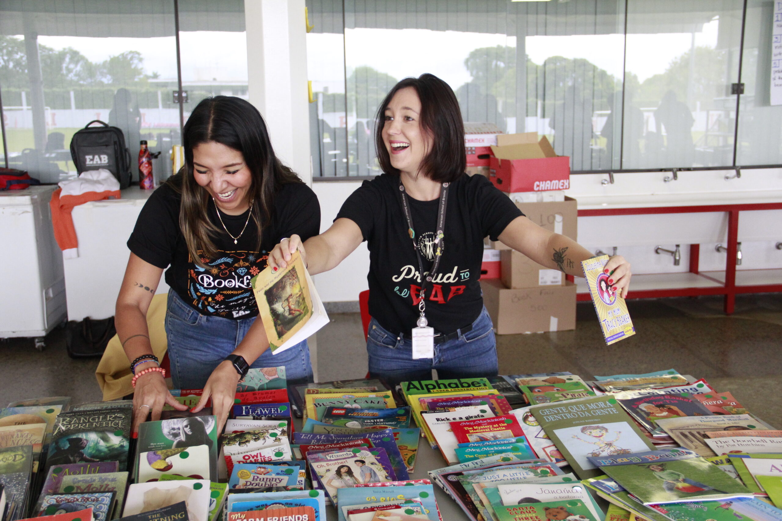 Selling used books at the community book fair